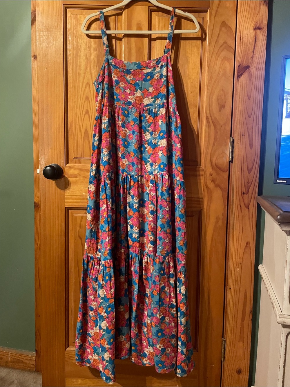 NATURAL LIFE Floral Midi Dress in Teal, Pink & Orange